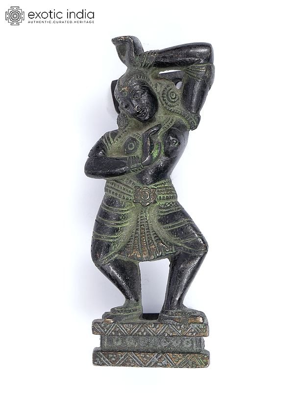 exotic india 5" Dancing Apsara Door Handle in Brass 