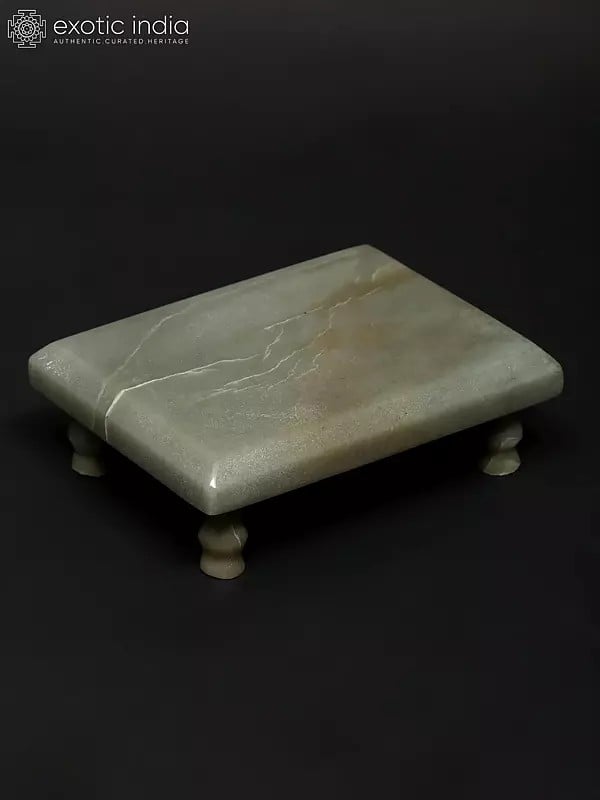 Exotic India 5" Small Jade Puja Chowki For Deity 