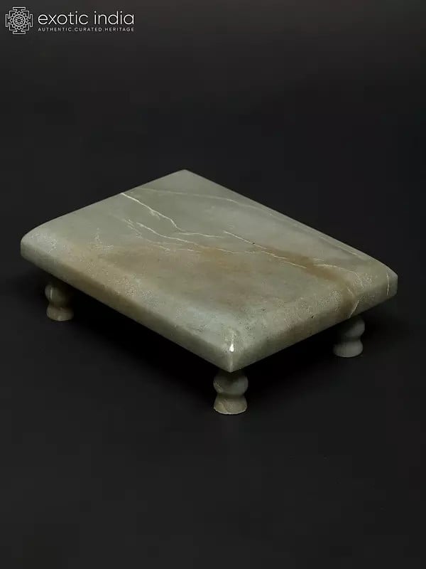 Exotic India 5" Small Jade Puja Chowki For Deity 