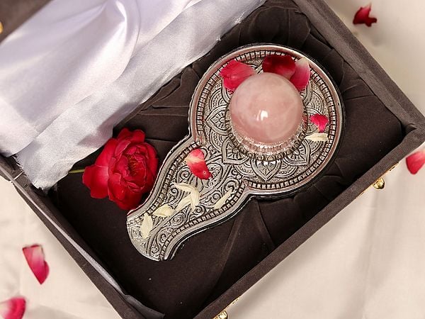 Exotic India 5" Small Rose Quartz Shivalinga Statue 