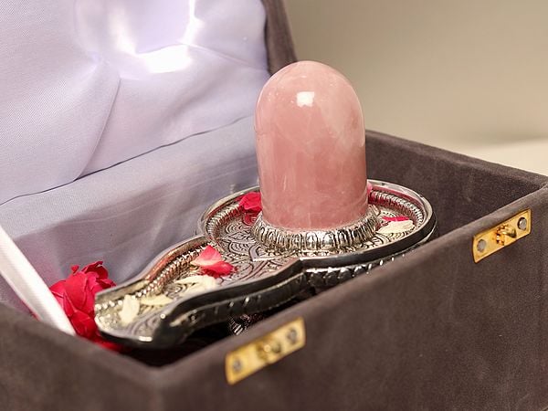 Exotic India 5" Small Rose Quartz Shivalinga Statue 