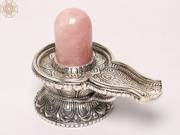 Exotic India 5" Small Rose Quartz Shivalinga Statue 