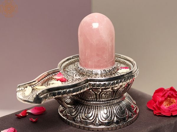 exotic india 5" Small Rose Quartz Shivalinga Statue 