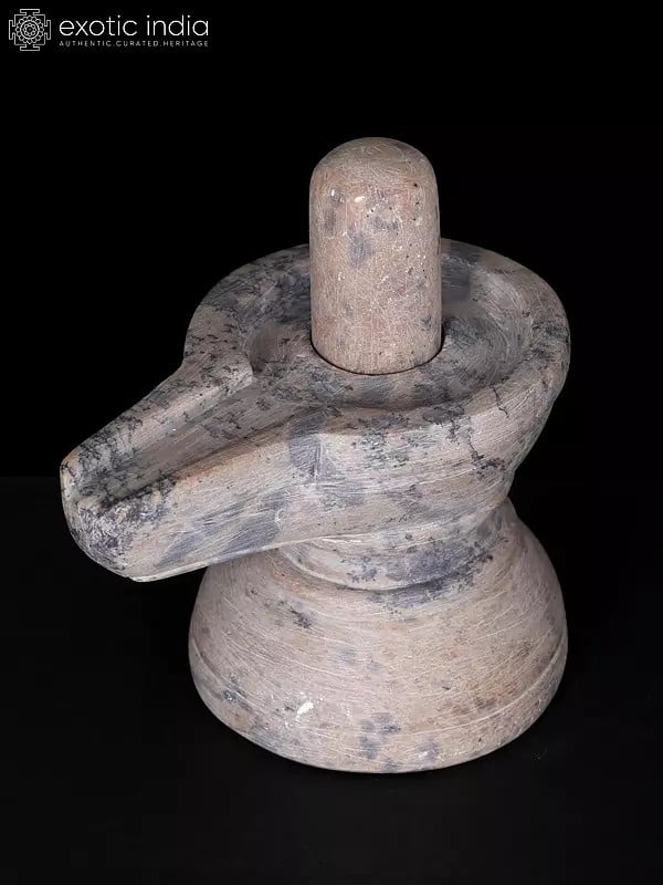 exotic india 5" Small Shivalinga | Sand Stone 