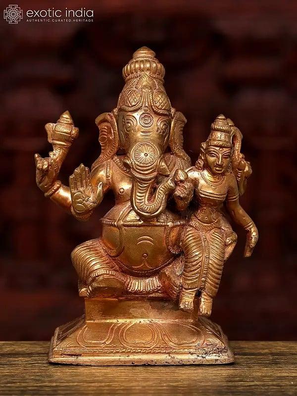 exotic india 5" Small Siddhi Ganesha | Bronze Statue 