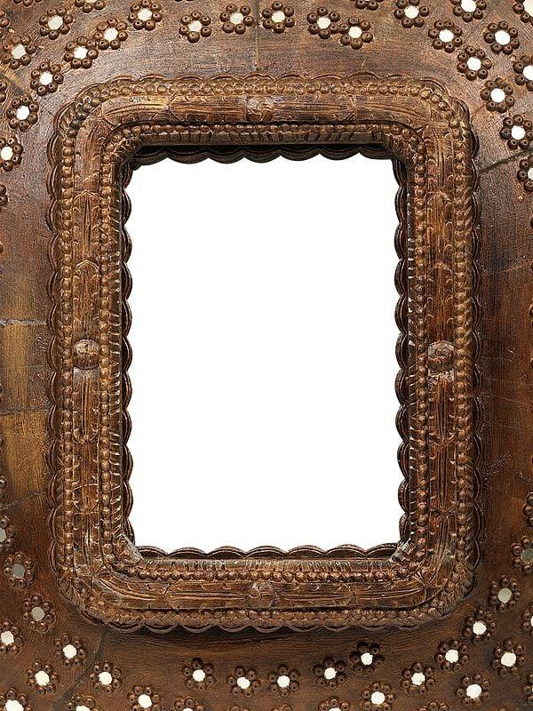 Exotic India 53" Large Wood Carved Designer Mirror