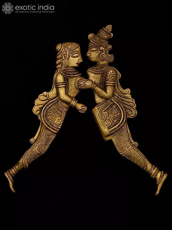 Exotic India 6" Amorous Couple Nut Cracker In Brass 