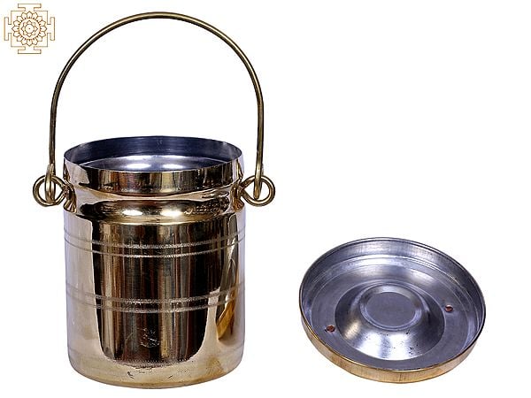 Exotic India 6" Brass Traditional Dolchi (Milk Can) 