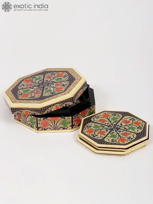 Exotic India 6" Coaster Set With Box | Hand-Painted