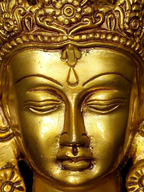 Exotic India 6" Crown Tara Head | Brass Statue 