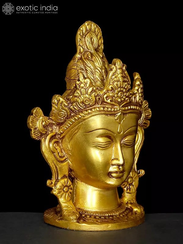Exotic India 6" Crown Tara Head | Brass Statue 