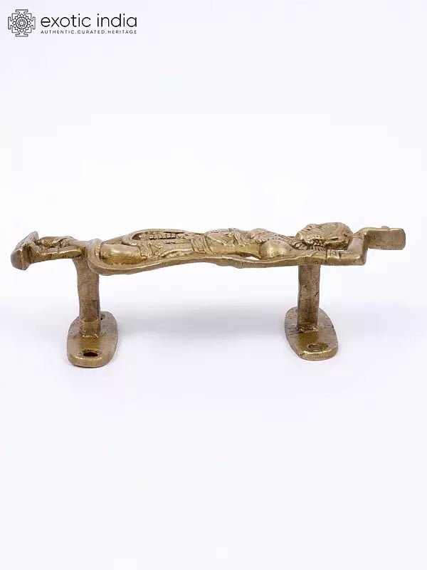 Exotic India 6" Dancing Apsara Door Handle In Brass