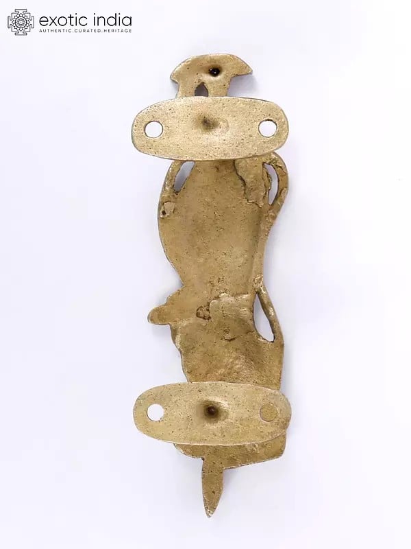 Exotic India 6" Dancing Apsara Door Handle In Brass