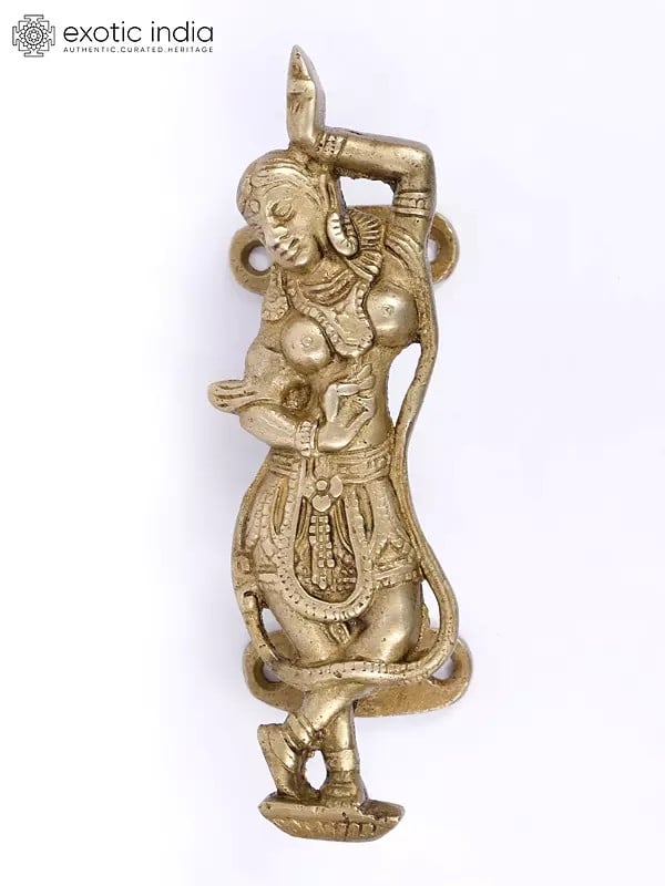 exotic india 6" Dancing Apsara Door Handle in Brass 