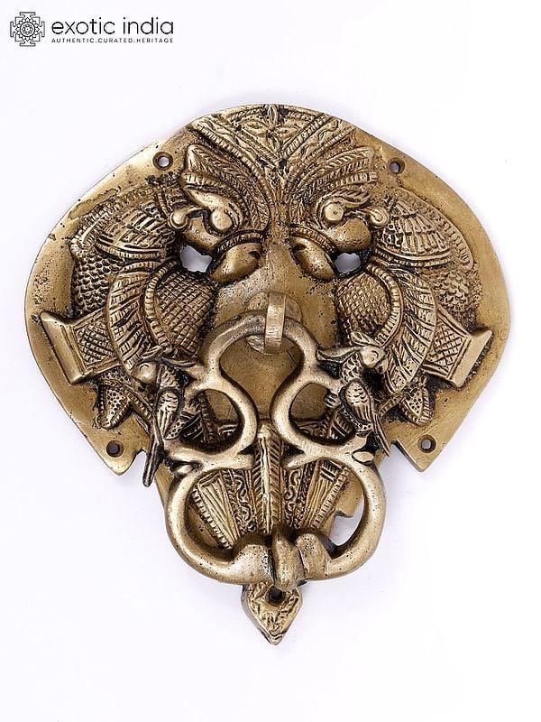 exotic india 6" Parrots Design Brass Door Knocker 