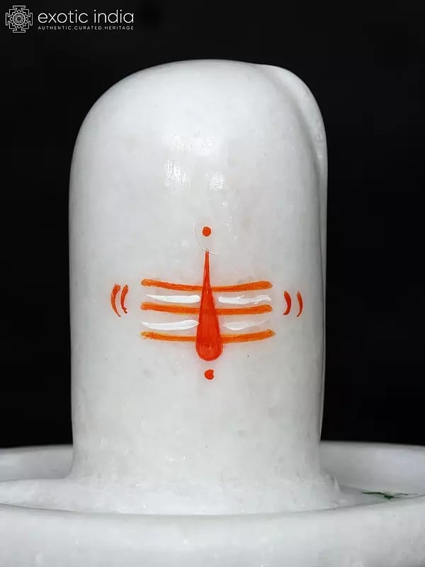 Exotic India 6" Shivalingam In White Marble 