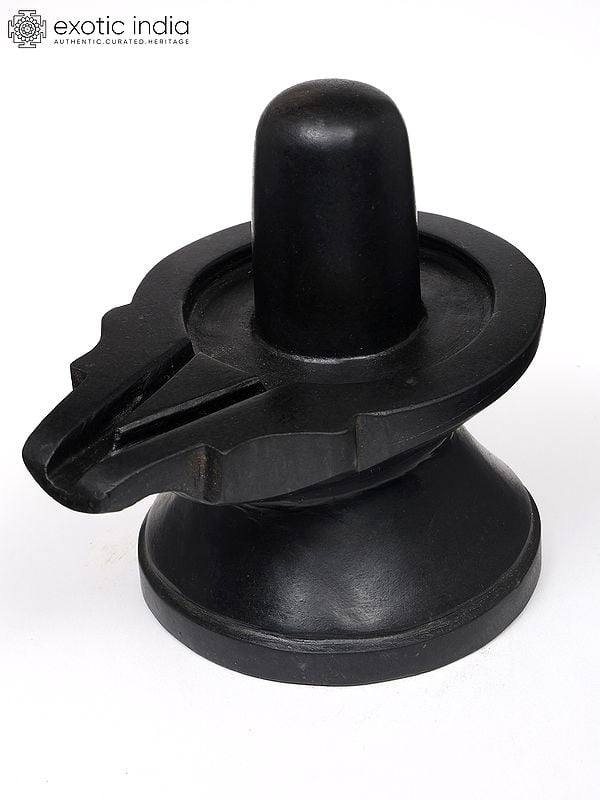 Exotic India 6" Small Black Marble Shivalinga 