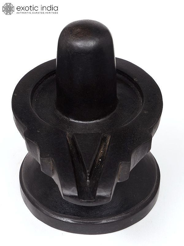 exotic india 6" Small Black Marble Shivalinga 