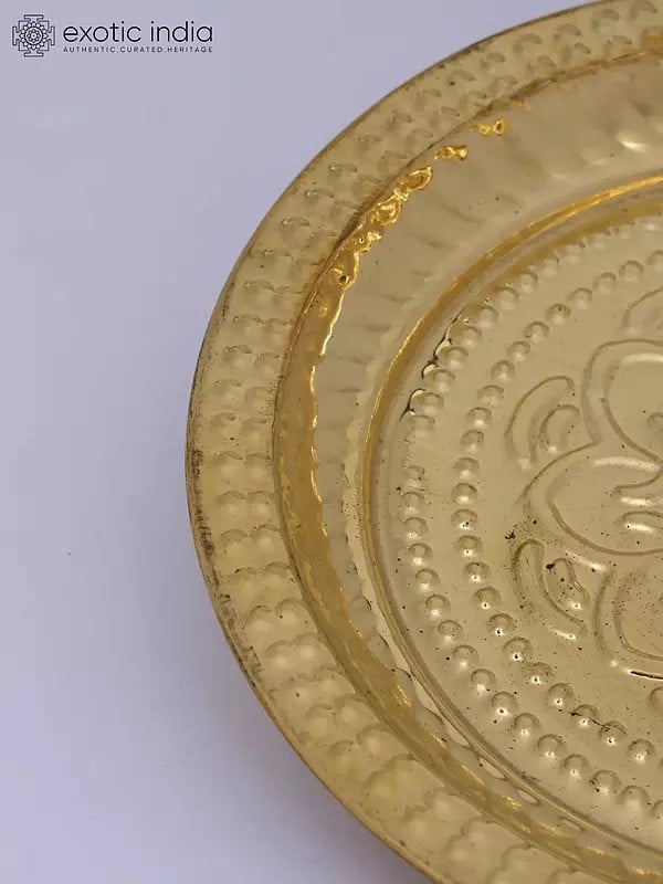 Exotic India 6" Small Brass Floral Design Plate 