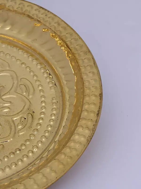 Exotic India 6" Small Brass Floral Design Plate 