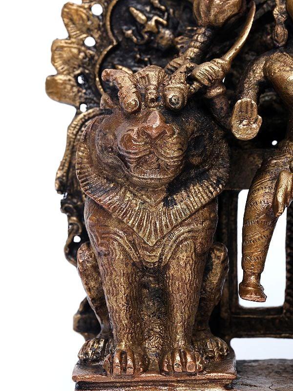 Exotic India 6" Small Goddess Durga | Copper Statue 