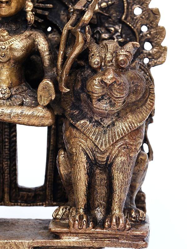 Exotic India 6" Small Goddess Durga | Copper Statue 