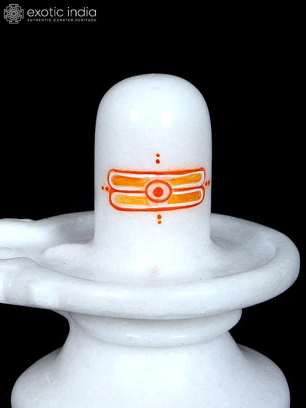 Exotic India 6" Small Shivalinga In White Marble 