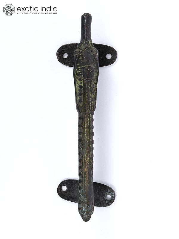 Exotic India 6" Stylized कुत्ता Brass Door Handle 