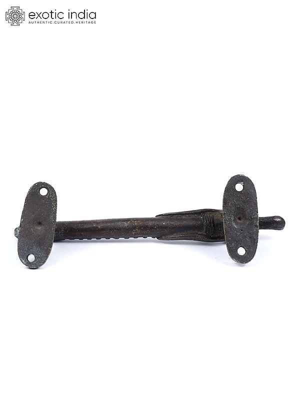 Exotic India 6" Stylized कुत्ता Brass Door Handle 