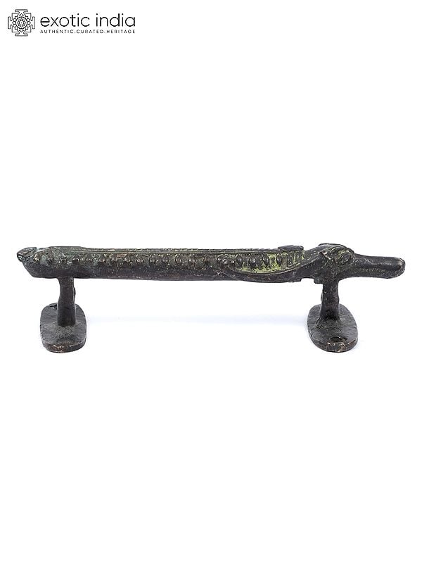exotic india 6" Stylized कुत्ता Brass Door Handle