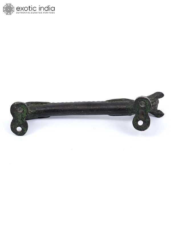 Exotic India 6" Stylized Dragon Brass Door Handle