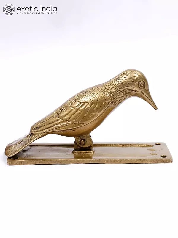 Exotic India 6" Woodpecker Door Knocker In Brass 