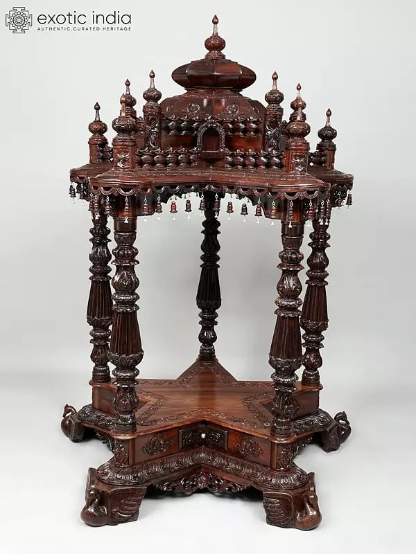 exotic india 67" Huge Designer Puja Temple in Wood