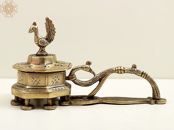 exotic india 7" Brass Peacock Incense Burner 