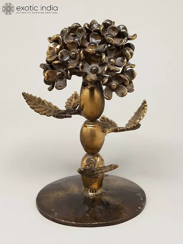 Exotic India 7" Brass Table Tree | Decorative Item 