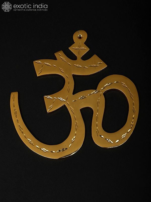 exotic india 7" Brass Wall Hanging Aum (Om) 