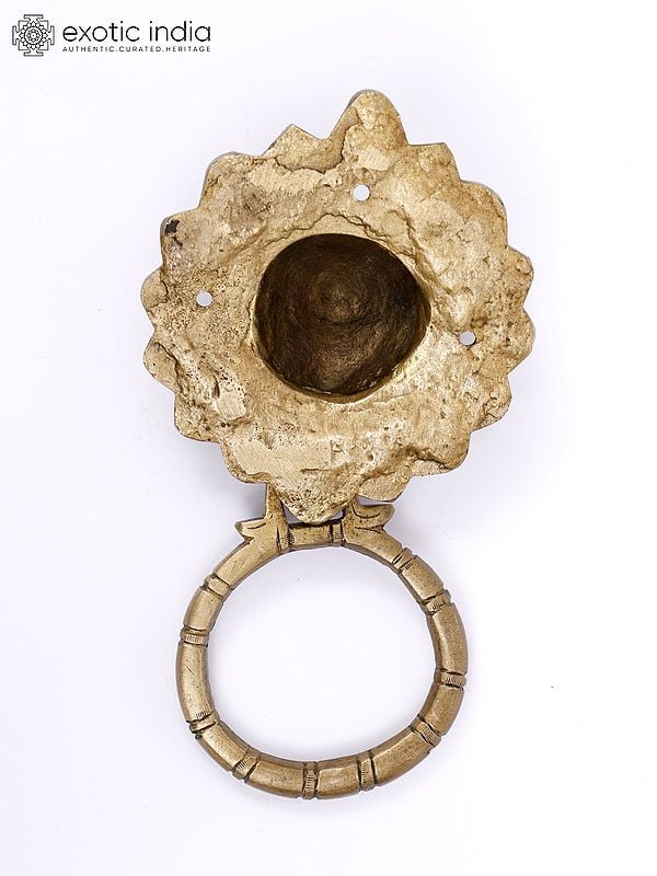Exotic India 7" Cat Face Brass Door Knocker