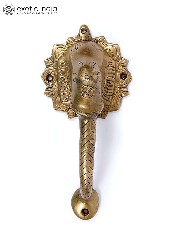 exotic india 7" Elephant Design Brass Door Handle 