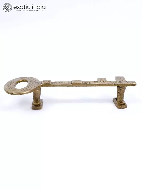 Exotic India 7" Key Design Door Handle In Brass 