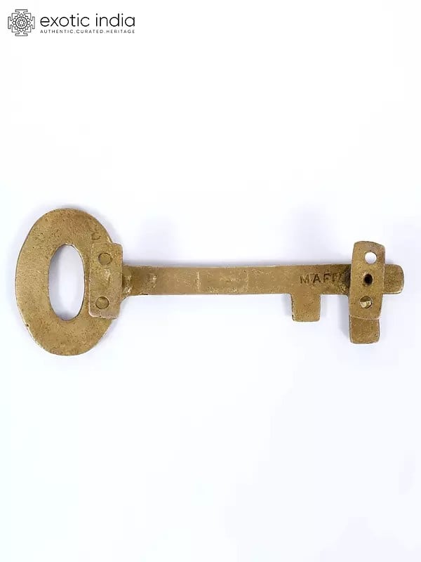Exotic India 7" Key Design Door Handle In Brass 