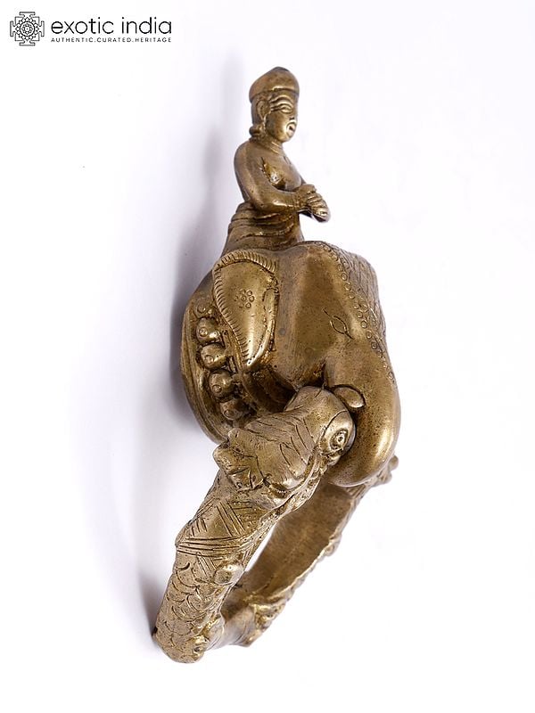 Exotic India 7" King On Elephant Brass Door Knocker 