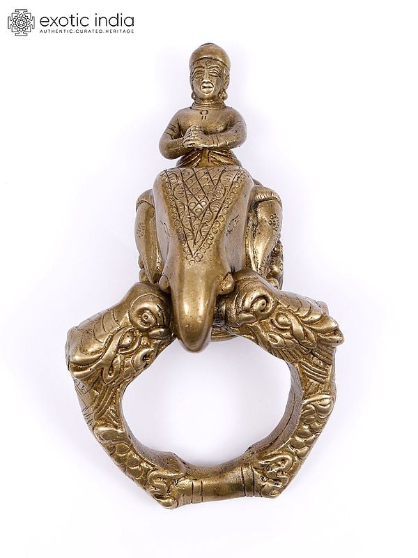 exotic india 7" King on Elephant Brass Door Knocker 