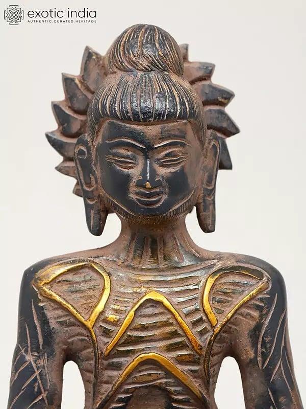 Exotic India 7" Meditating Lord Buddha | Brass Statue 
