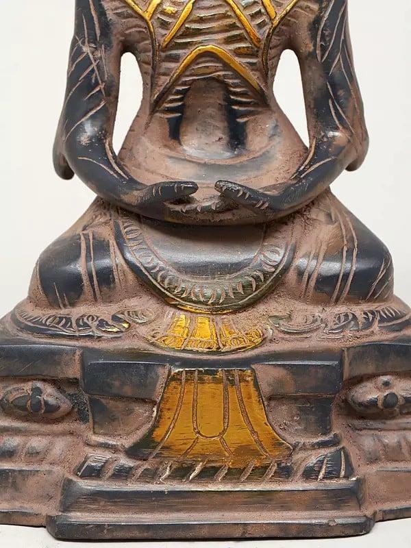 Exotic India 7" Meditating Lord Buddha | Brass Statue 