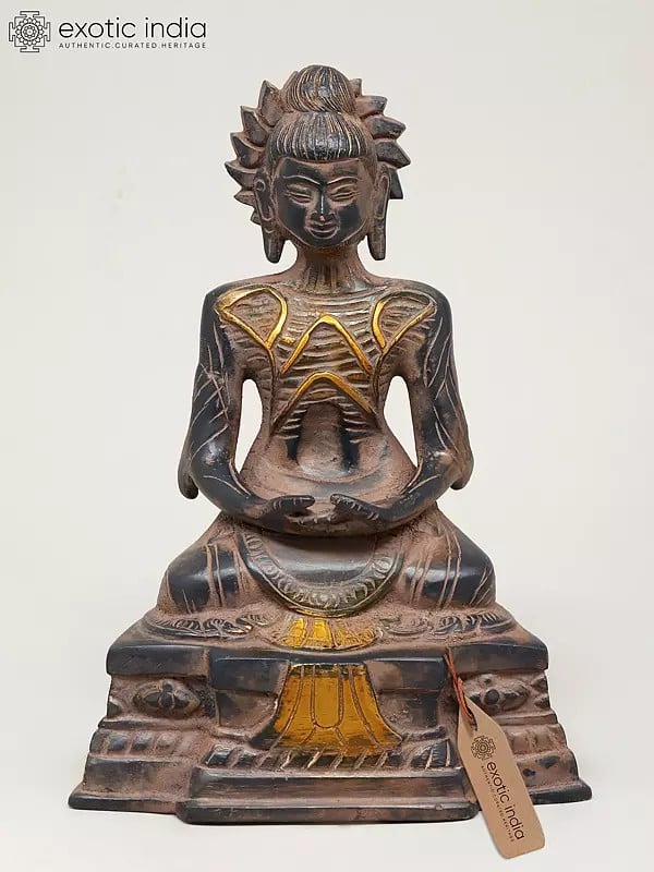 exotic india 7" Meditating Lord Buddha | Brass Statue 