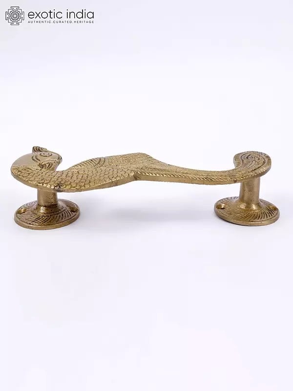 Exotic India 7" Parrot Design Door Handle In Brass 