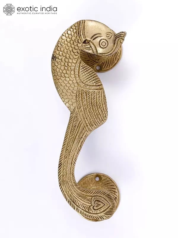 exotic india 7" Parrot Design Door Handle in Brass 