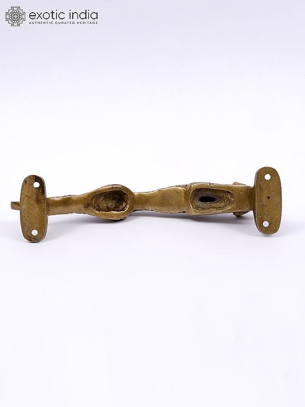 Exotic India 7" Tiger Design Brass Door Handle