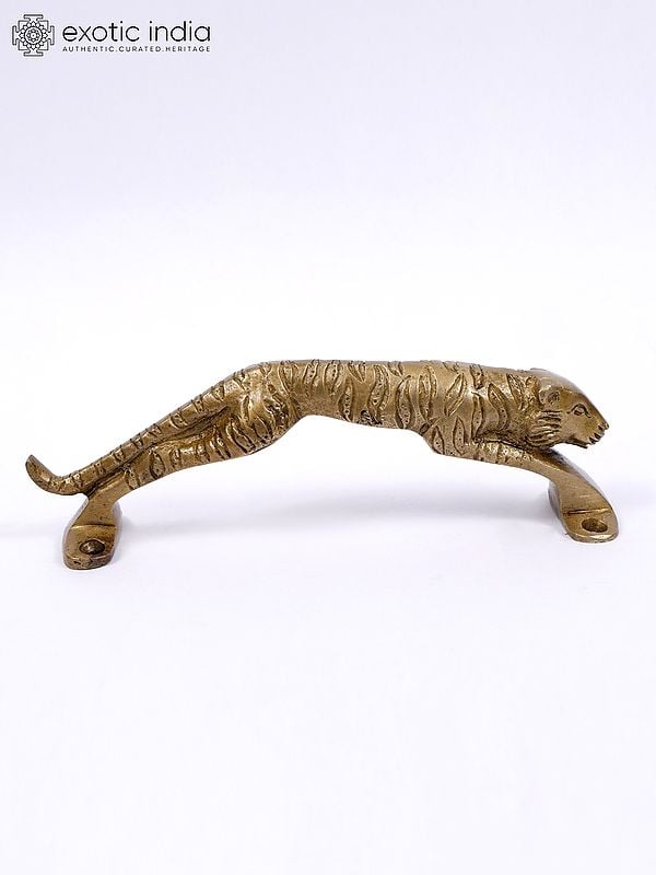 exotic india 7" Tiger Design Brass Door Handle 