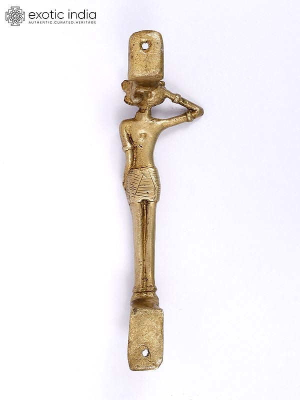 Exotic India 7" Tribal Lady Brass Door Handle 